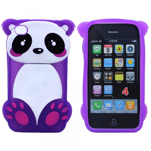 Wholesale iPhone 4 4S 3D Panda Bear Case (Purple)